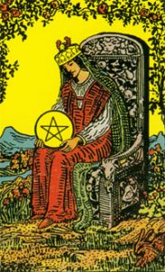 Tarotkarte Königin der Münzen